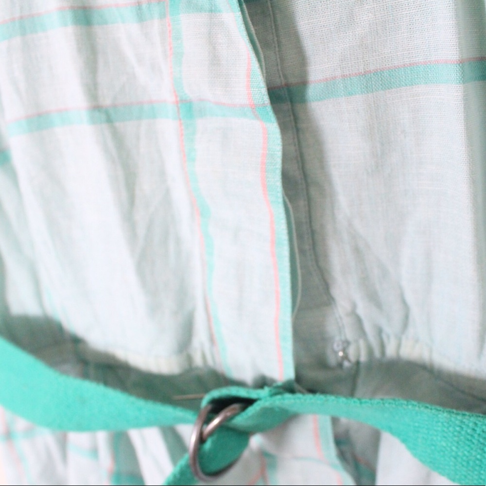 SOLD! Vintage 80s Liz Claiborne Green Plaid  Dress - Picture 4 of 8